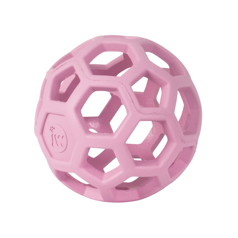 JW Hol-EE Roller Medium Pink – różowa, ażurowa piłka dla psa z elastycznej gumy, 11,5 cm