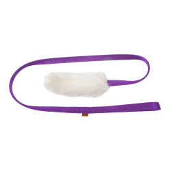 Dingo Szarpak z Futrem Owczym – zabawka dla psa z naturalnym owczym futrem i fioletową taśmą, długość 130 cm