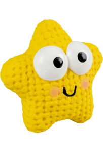 Duvo+ Rozgwiazda – żółta piszcząca zabawka dla psa z bezpiecznego lateksu, 11x5x11 cm