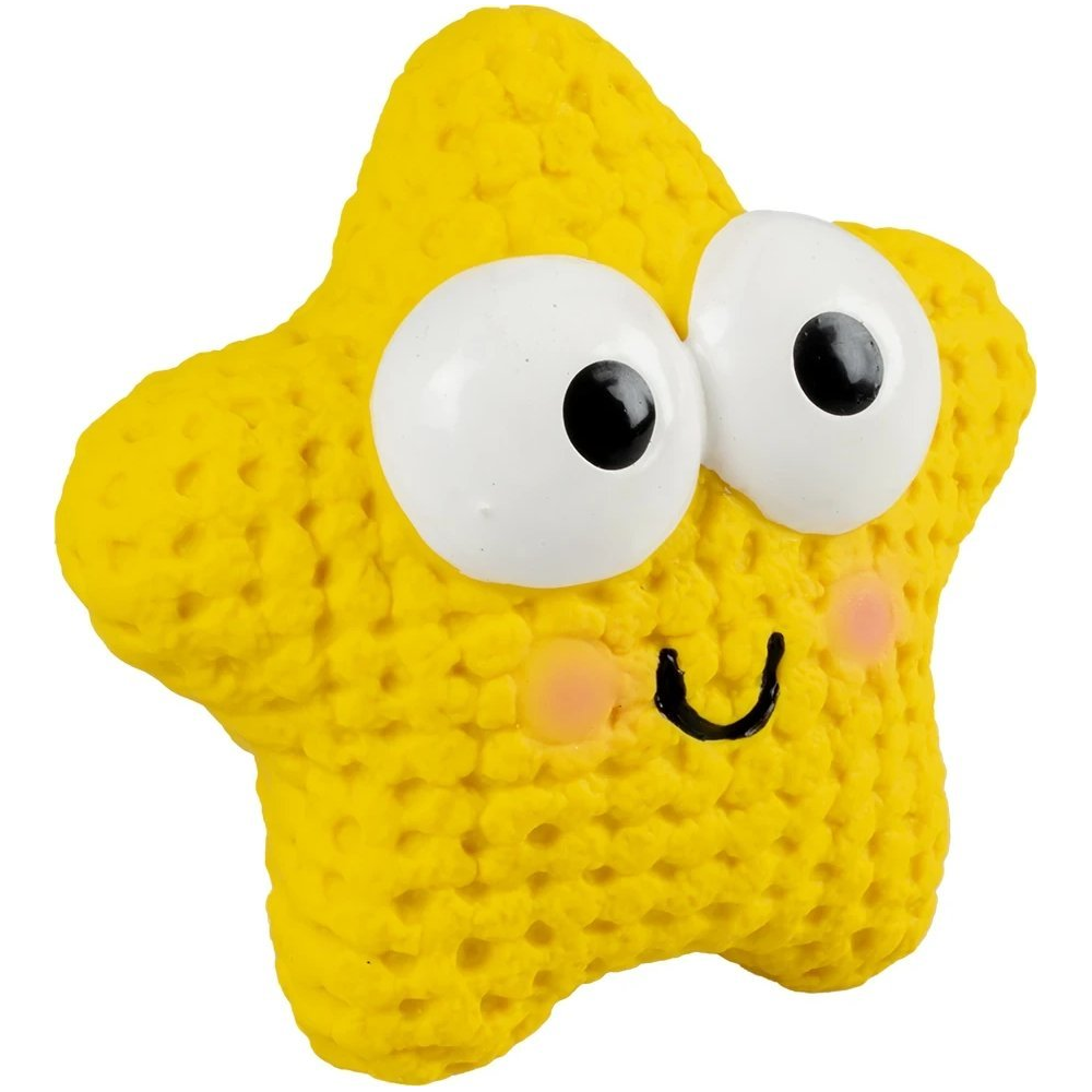 Duvo+ Rozgwiazda – żółta piszcząca zabawka dla psa z bezpiecznego lateksu, 11x5x11 cm