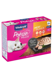 Vitakraft Poesie Deli Mięso Multipack 6x85g+1 – mokra karma w sosie dla kota, bez cukru i konserwantów