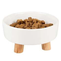 Duvo+ ceramiczna miska na drewnianych nóżkach 200 ml dla kota i psa