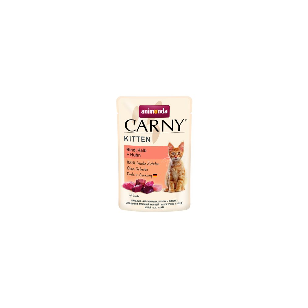 Animonda Carny Kitten mokra karma dla kociąt wołowina cielęcina kurczak 85 g saszetka