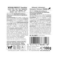 Animonda Integra Sensitive karma dla kota jagnięcina z ryżem 100 g tacka