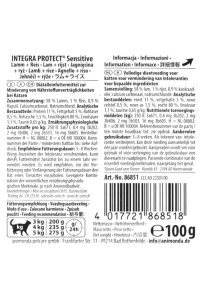 Animonda Integra Sensitive karma dla kota jagnięcina z ryżem 100 g tacka