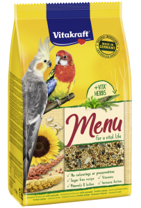 Vitakraft Menu Vital 1kg – pełnoporcjowa karma dla średnich papug nimfa, rozella, aleksandretta