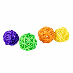 Duvo+ Piłki Plecione Drewniane dla Kota S 3x3x3cm 4szt - Naturalna Zabawa