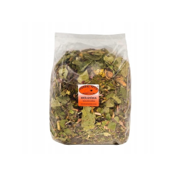 Herbal Pets Króliziółka 800g karma ziołowa dla królika w naturalnym opakowaniu na tle siana, konikpolny.pl