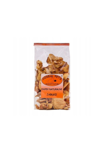 Herbal Pets Chipsy Jabłko 100g w opakowaniu, z suszonymi plastrami jabłka na tle siana, konikpolny.pl
