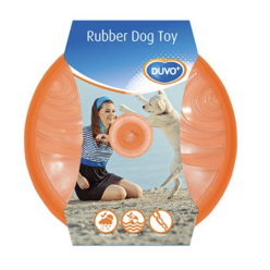 Duvo+ pomarańczowo-niebieskie frisbee dla psa 20cm, świecące i pływające, wykonane z gumy TPR.