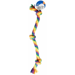 Duvo+ Sznur dla Psa Tęczowy Szarpak 3 Węzły 63cm Bawełniany Gryzak
