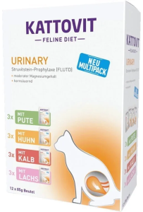 Opakowanie zbiorcze Kattovit Urinary Multipak 12x85g z saszetkami karmy dla kotów z problemami układu moczowego,