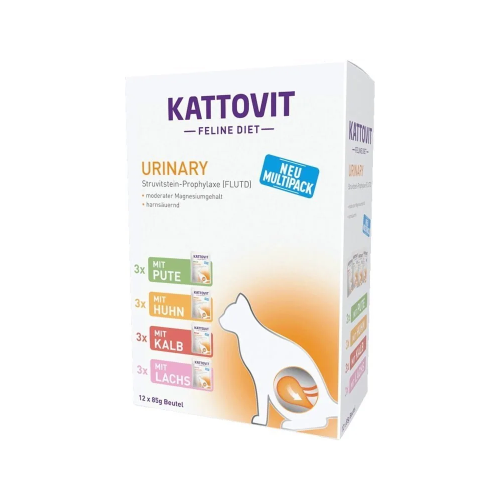 Opakowanie zbiorcze Kattovit Urinary Multipak 12x85g z saszetkami karmy dla kotów z problemami układu moczowego,
