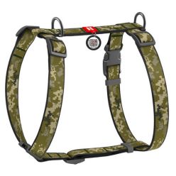 Collar Waudog Nylon Szelki Nylonowe Anatomiczne W Kształcie Litery H, Z Qr-Paszportem, Plastikowy Fastex, Wzór Military, Rozmiar