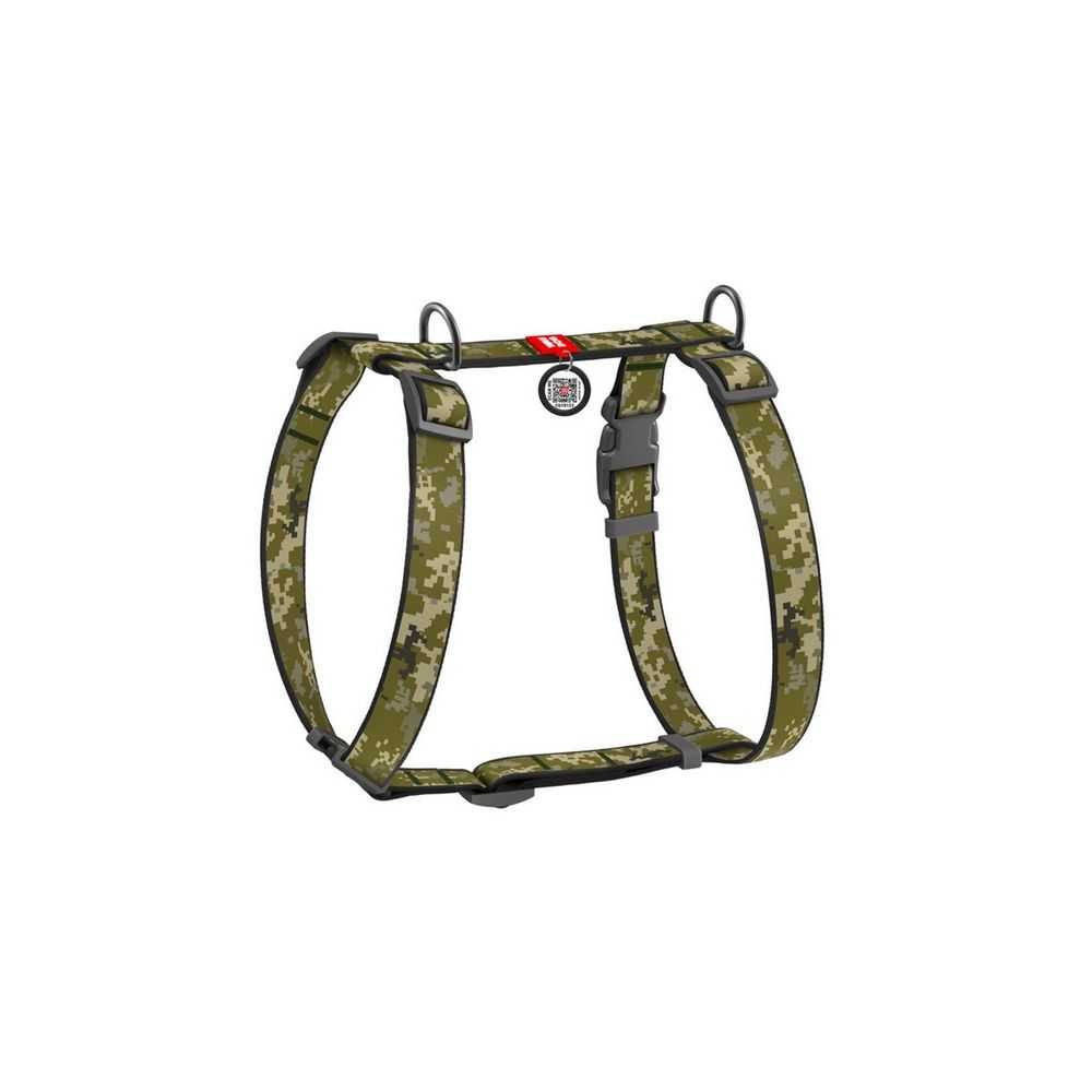 Collar Waudog Nylon Szelki Nylonowe Anatomiczne W Kształcie Litery H, Z Qr-Paszportem, Plastikowy Fastex, Wzór Military, Rozmiar