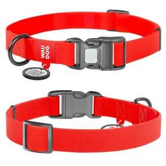 Collar Waterproof Obroża Wodoodporna Z Qr-Paszportem, Plastikowy Fastex, M 20Mm/28-40Cm Czerwona