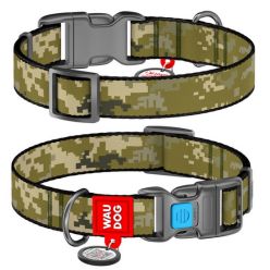 Collar Waudog Nylon Obroża Nylonowa Z Qr-Paszportem, Plastikowy Fastex, Wzór Military, L 25Mm/33-49Cm
