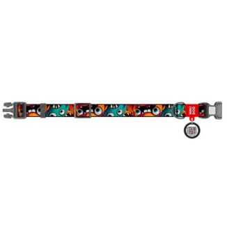 Collar Waudog Nylon Obroża Nylonowa Z Qr-Paszportem, Plastikowy Fastex, Wzór Zębate Potwory, M 20Mm/28-40Cm