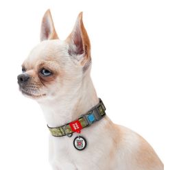 Collar Waudog Nylon Obroża Nylonowa Z Qr-Paszportem, Plastikowy Fastex, Wzór Military, S 15Mm/25-35Cm