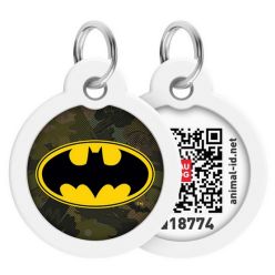 Collar Waudog Smart Id Zawieszka Z Qr-Paszportem Okrągła 3Cm Batman Zielony