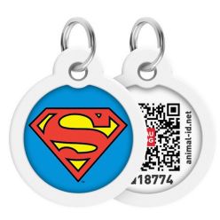 Collar Waudog Smart Id Zawieszka Z Qr-Paszportem Okrągła 3Cm Superman Bohater