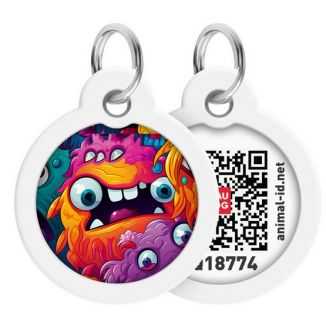 Collar Waudog Smart Id Zawieszka Z Qr-Paszportem Okrągła 3Cm Zębate Potwory