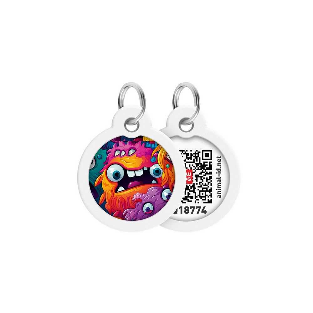 Collar Waudog Smart Id Zawieszka Z Qr-Paszportem Okrągła 3Cm Zębate Potwory