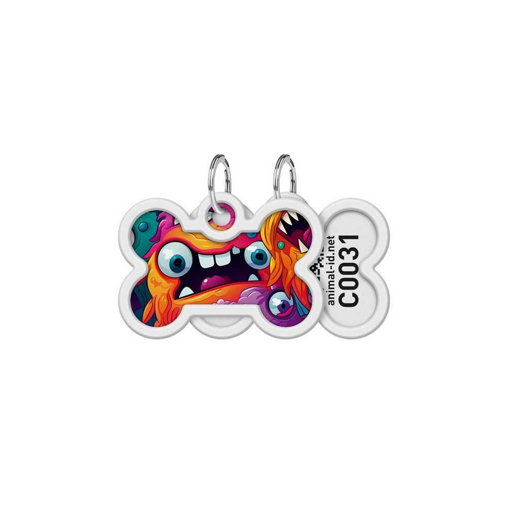 Collar Waudog Smart Id Zawieszka Z Qr-Paszportem Kość 4X3Cm Zębate Potwory