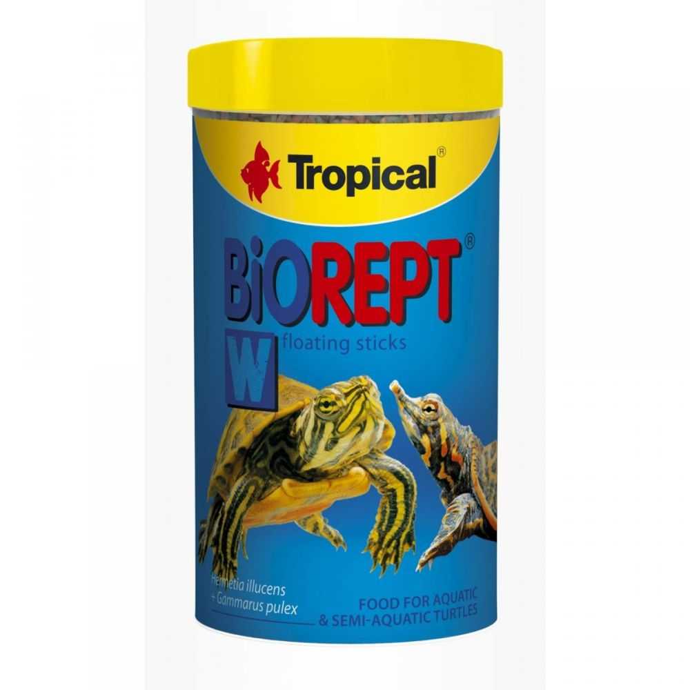 Puszka o pojemności 500ml pokarmu Tropical Biorept W w formie pływających pałeczek, przeznaczonego dla żółwi