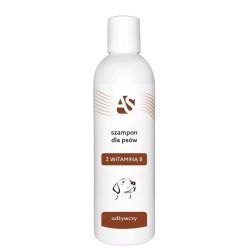 Butelka uniwersalnego szamponu dla psów marki AS o pojemności 250ml, z dodatkiem witaminy B.