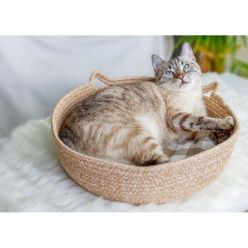 Okrągłe Legowisko dla Kota z Poduszką 38cm | Można Prać w Pralce
