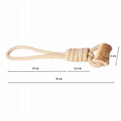 Dingo Gryzak z Drewna Kawowego i Sznura Lasso 39cm Szarpak dla Psa