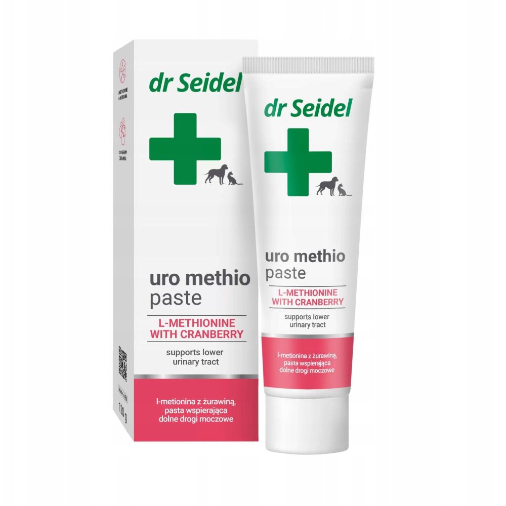 Pasta Dr. Seidel Uro Methio z L-metioniną i żurawiną na drogi moczowe psów i kotów - sklep zoologiczny Konikpolny.pl