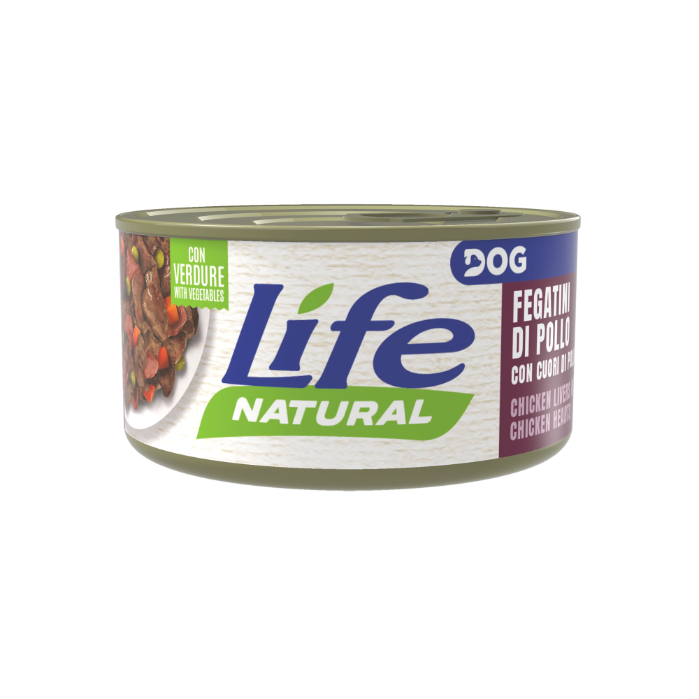 Bezzbożowa karma mokra dla psa Life Dog Natural z wątróbką, sercami kurczaka i warzywami - sklep zoologiczny Konikpolny.pl