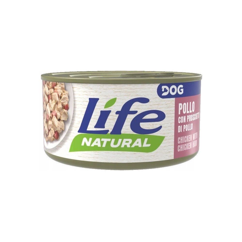 Bezzbożowa karma mokra dla psa Life Dog Natural z piersią i szynką z kurczaka - sklep zoologiczny Konikpolny.pl