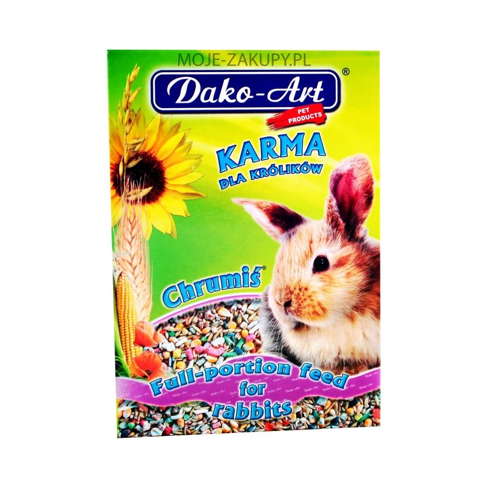 Pełnowartościowa karma dla królika Dako-Art Chrumiś 500g z warzywami i zbożami - sklep zoologiczny Konikpolny.pl