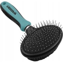 Duża, owalna i dwustronna szczotka Yarro z metalowymi igłami i włosiem do pielęgnacji sierści- sklep zoologiczny Konikpolny.pl