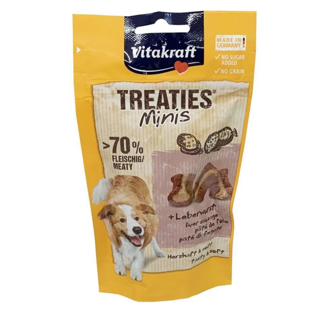 Opakowanie miękkich przysmaków treningowych dla psa Vitakraft Treaties Minis - sklep zoologiczny Konikpolny.pl