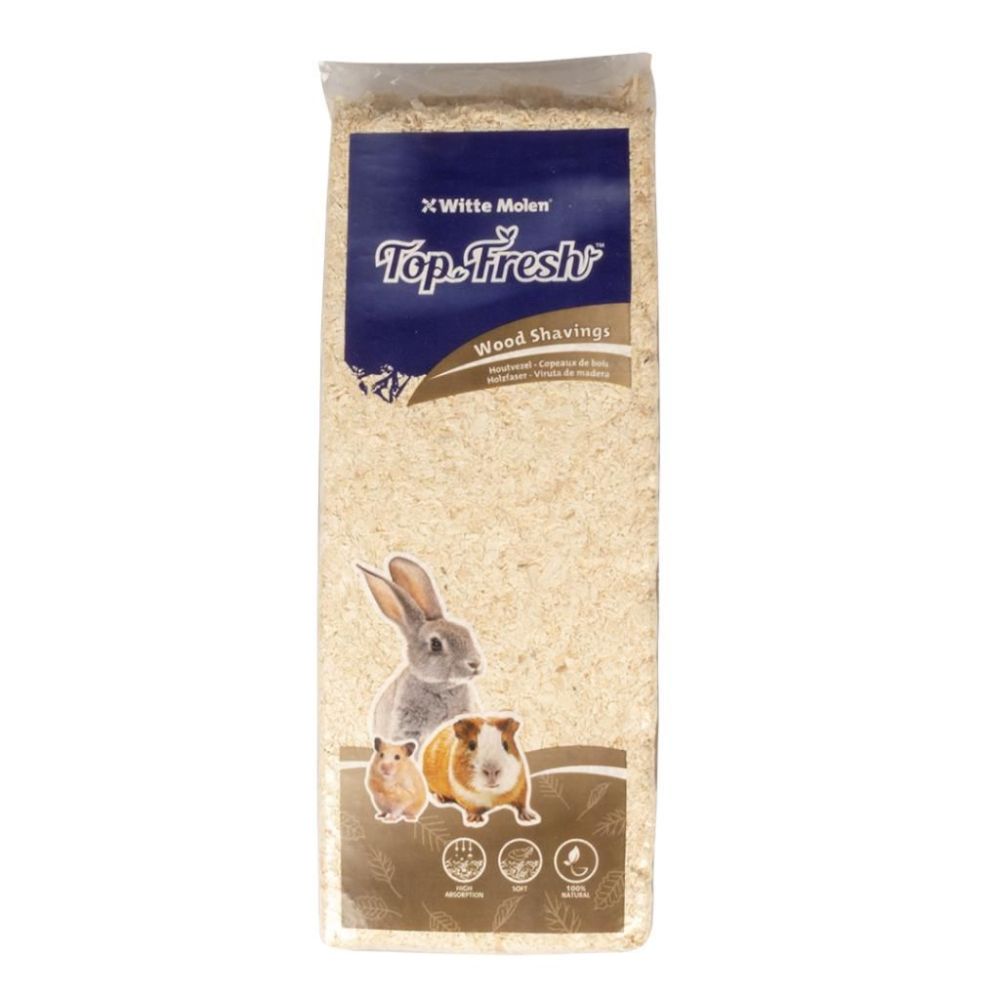 Opakowanie 1kg naturalnych, bezpyłowych trocin Witte Molen Top Fresh dla królików i gryzoni - sklep zoologiczny Konikpolny.pl