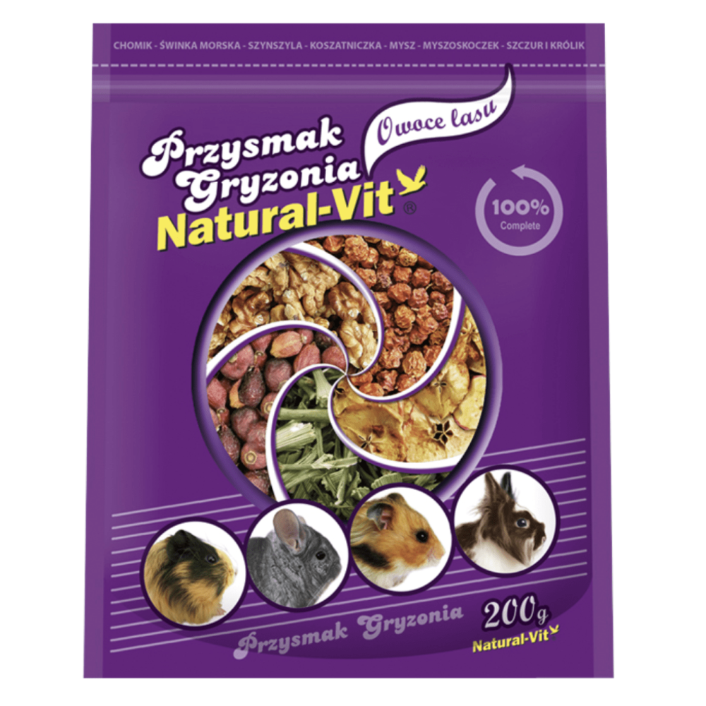 200g przysmaku Owoce Lasu Natural-Vit, mieszanki owoców, warzyw i ziół dla królików i gryzoni - sklep zoologiczny Konikpolny.pl