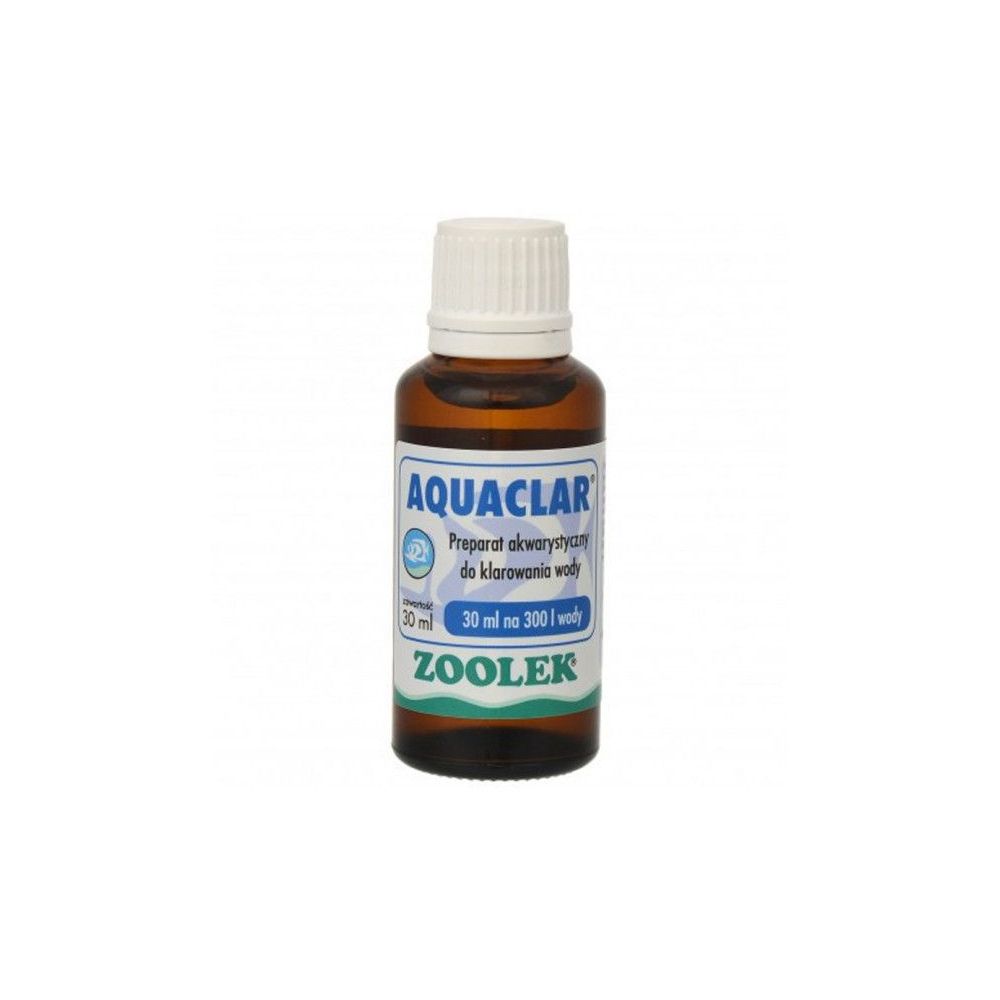 Butelka 30ml preparatu do klarowania wody i zwalczania zakwitów glonów Zoolek Aquaclar - sklep zoologiczny Konikpolny.pl