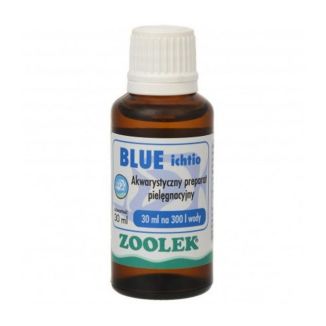 Butelka 30ml preparatu akwarystycznego Zoolek Blue Ichtio do walki z glonami i ospą rybią - sklep zoologiczny Konikpolny.pl