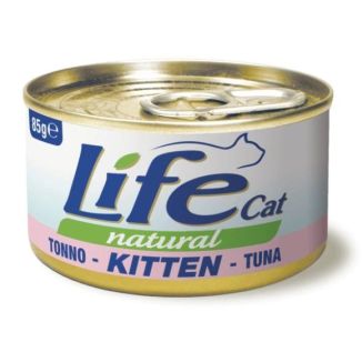 Puszka 85g naturalnej, mokrej karmy dla kociąt Life Cat Kitten z tuńczykiem, jajami i wątróbką - sklep zoologiczny Konikpolny.pl
