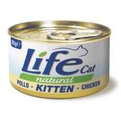 Puszka 85g naturalnej, mokrej karmy dla kociąt Life Cat Kitten z kurczakiem, jajami i wątróbką - sklep zoologiczny Konikpolny.pl