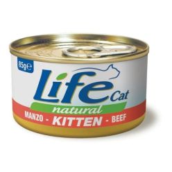 85g naturalnej, mokrej karmy dla kociąt Life Cat Kitten z wołowiną i kurczakiem w galaretce - sklep zoologiczny Konikpolny.pl