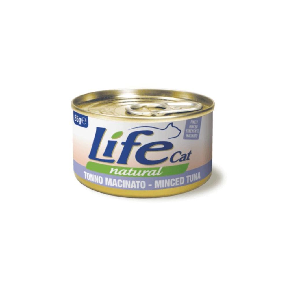 Puszka 85g naturalnej, mokrej karmy dla kota Life Cat w formie pasztetu z mielonego tuńczyka - sklep zoologiczny Konikpolny.pl