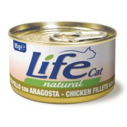 85g luksusowej  karmy dla kota Life Cat z filetami z kurczaka i mięsem homara w bulionie - sklep zoologiczny Konikpolny.pl