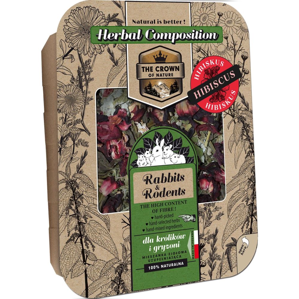 Opakowanie 70g mieszanki ziołowej dla chomików Korona Natury Paśnik Ziołowy z hibiskusem - sklep zoologiczny Konikpolny.pl