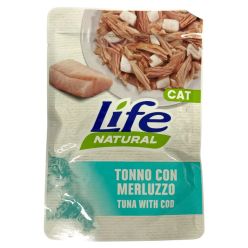 70g naturalnej karmy dla kota Life Cat Naturel z kawałkami tuńczyka i dorsza w galaretce - sklep zoologiczny Konikpolny.pl