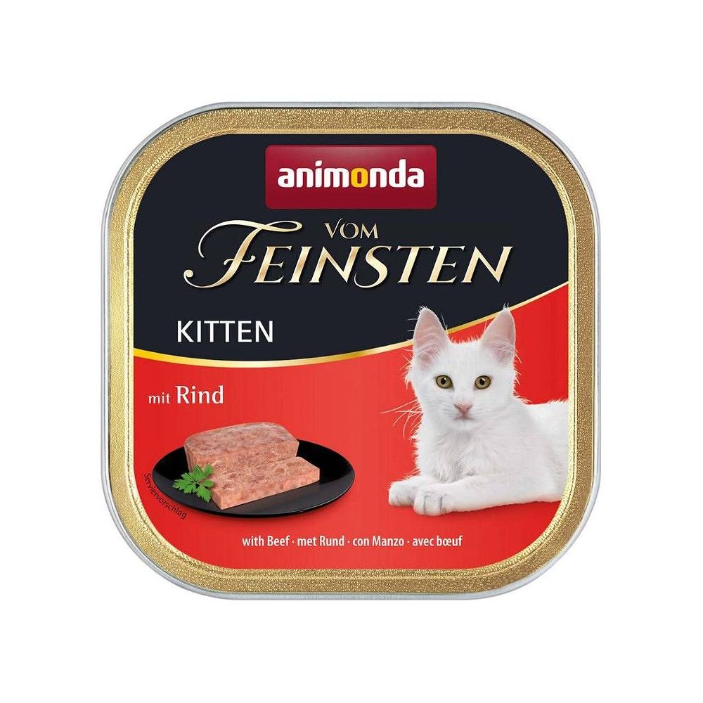 Tacka 100g mięsnego musu dla kociąt Animonda Vom Feinsten Kitten z wołowiną - sklep zoologiczny Konikpolny.pl